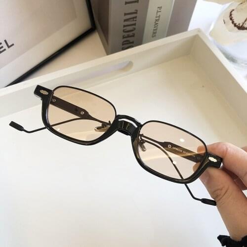 Small Rectangle Shades for Women Square Sunglasses 2020 Retro Steampunk Half Frame Sunglasses Female Men Black Tea Glasses UV400