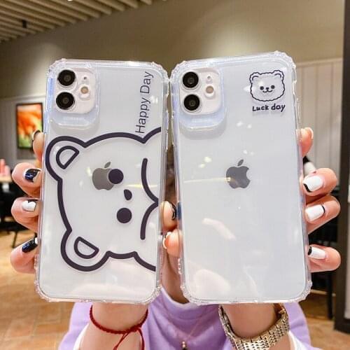 Cute Cartoon Animal Bear Clear Soft TPU Phone Case For Vivo Y17 Y15 Y12 V11i Y85 Y91C Y19 X27 Z5X IQOO NEO S6 S5 Y50 Y70S Y52S