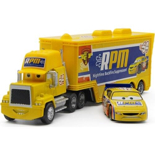 Disney Pixar Cars No.64 Mack Truck +Small Car Rpm 1:55 Diecast Metal Alloy And Plastic Modle Car Toys Gifts For Children
