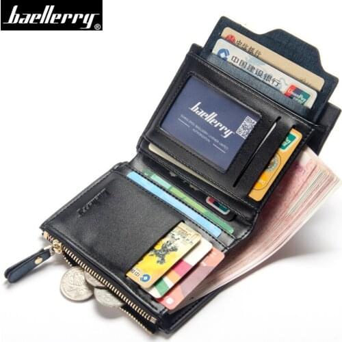 Baellerry Wallet Men Top quality Leather short Men wallets Brand Male Clutch Wallet Purse with zipper coin pocket card holders