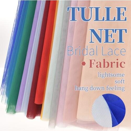 Soft Tulle net Mesh Fabric Width 160cm For Wedding Decoration Bride veilSolid Color Netting Fabric DIY Crafts Skirt Curtain