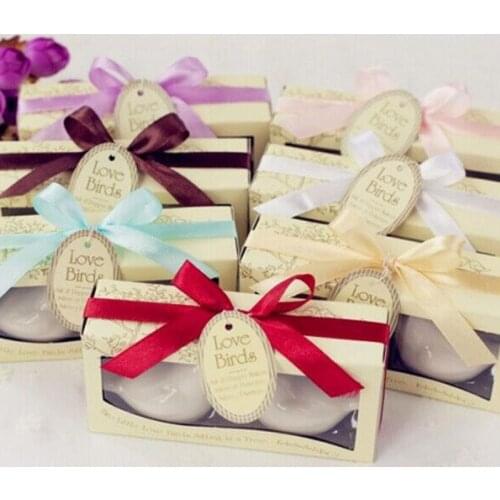 New arrival Best selling 12boxes/lot "Love Birds In The Window" Ceramic Salt & Pepper Shakers Wedding Favor Free shipping