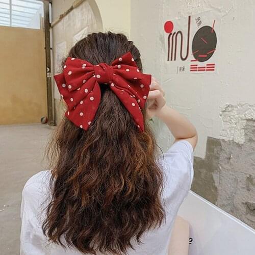 Polka Dot Three-layer Chiffon Oversized Barrette Bow For Girls Hair Clips Beautiful HairPin Handmade Hairgrips Hair Accessories