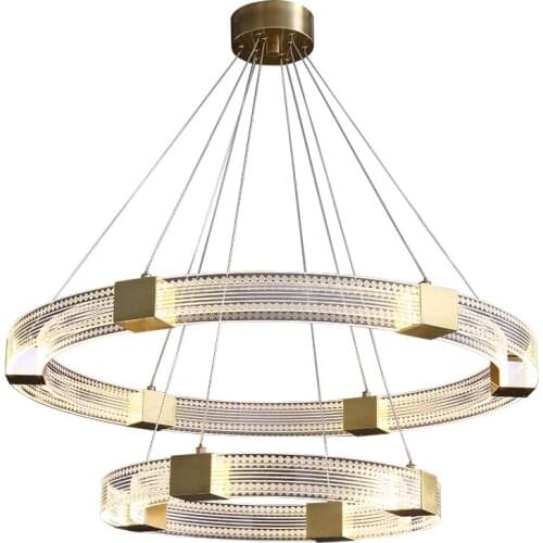 All-Copper Post-Modern Simple Living Room Chandelier Light Luxury Led Restaurant Bedroom Designer Net Red Lamps