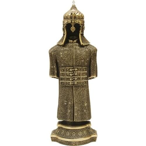 Ottoman Armored Soldier Guard Ornament 26cm Trinket Cevsen-ul Kebir Verse Of The Koran Gold Silver Colors Original Product