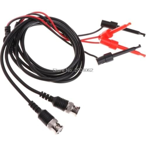 2pcs BNC Male Plug Q9 to Dual Test Hook Clip Test Leads Probe for Oscilloscope AP16
