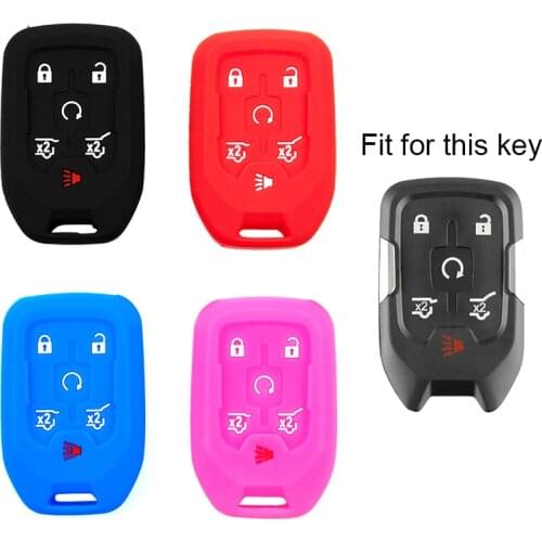 Silicone Rubber Car Key Case Cover Smart Key Case 6 Buttons Shell Holder Key Protector for Chevrolet Tahoe Suburban GM GMC