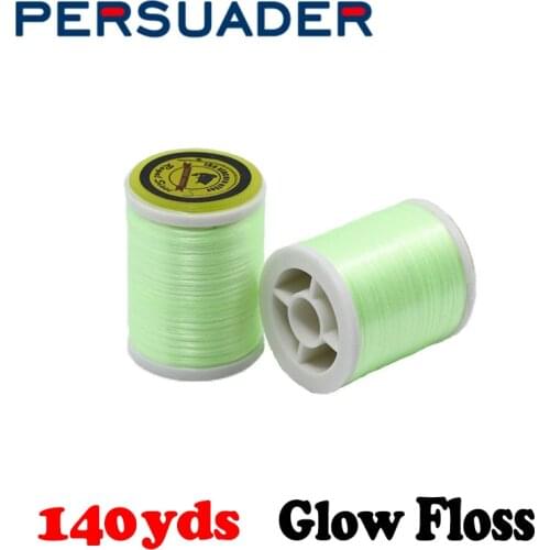 PERSUADER fine 2spools luminous green yarn fly tying materials for nymph body wraping 300D high tensile glow polyester threads