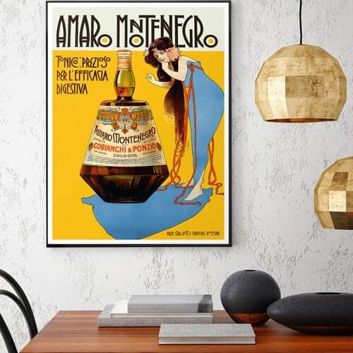Amaro Montenegro Vintage Food&Drink Poster Poster Paper Sticker Canvas Print Gift Idea painting pictures for Living room Decor