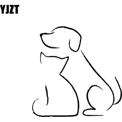 YJZT 11.5CM*11.8CM Cat And Dog Vinyl Decal Funny Car Sticker Black Silver C10-02388