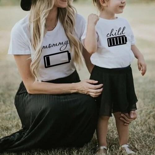 Mommy And Me Funny Battery family Tshirts Family Matching Clothes