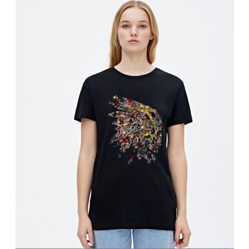 Diamonds T Shirt Women Hot drill T-shirts Womens 2020 Tshirts women O Neck Short Sleeve Tops