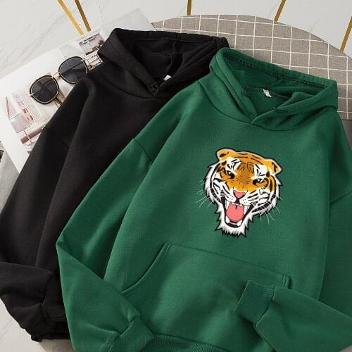 Tiger Graphic Sweatshirt Women Harajuku Punk Hoodie Autumn Winter Long Sleeve Streetwear Pullover Hip Hop Vintage Hoodies Ladies