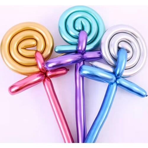 15/50 / 100pcs Long Glossy Metal Latex Balloons Thick Color Ribbon Metal Inflatable Balloons Birthday Globos Party Decoration