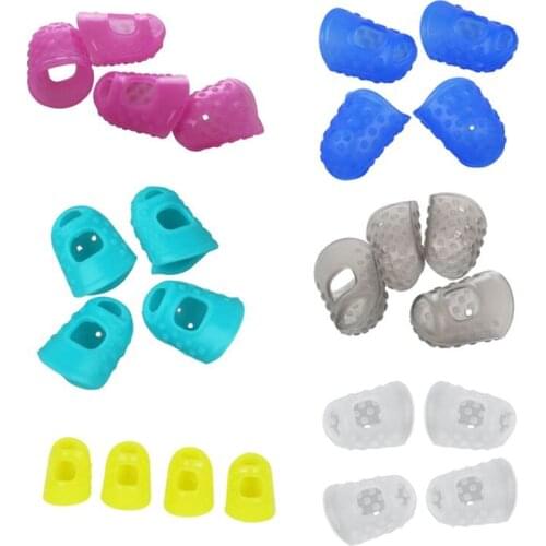 4pcs New Soft Silicone Guitar Thumb Finger Picks Protector Fingertips ( Transparent XS )