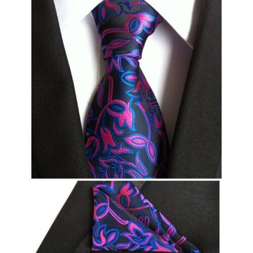 8cm Factory New Designer Tie High Quality Woven Necktie Classic Floral Flower Gravata with Men Hanky Towel