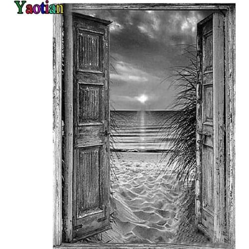 Diamond painting Vintage seaside Door Landscape Full Square/Round Drill Wall Decor Inlaid Resin Embroidery Craft Cross stitch