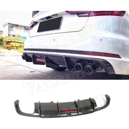 Carbon Fiber Car Rear Bumper Lip Diffuser Spoiler With Lamp For Audi A4 S4 B8.5 B9 K Style 2013 -2019 not For A4 Standard