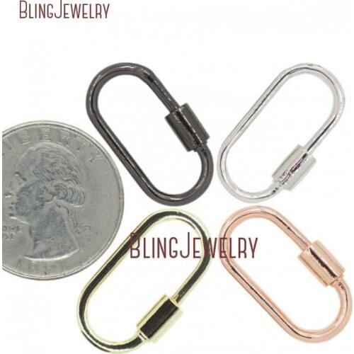 Bigger Rose Gold Silver Gold Oval LOCK Carabiner Screw Clasp Lock Carabiner Pave Lock 15x25mm FC29485