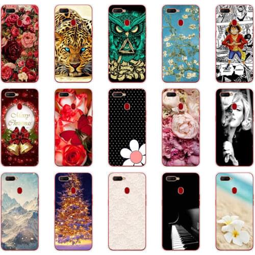 Phone Case for Oppo A5s Case 6.2-inch Phone Back Cover Shell on oppo A5s Soft TPU Clear Silicon Bumper Flower