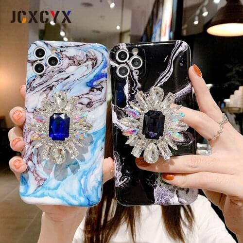 Magic Bling Glitter 3D holder stand Soft silicone phone case for iphone X XR XS MAX 7 8 plus 11 12 Pro Marble diamond gem cover