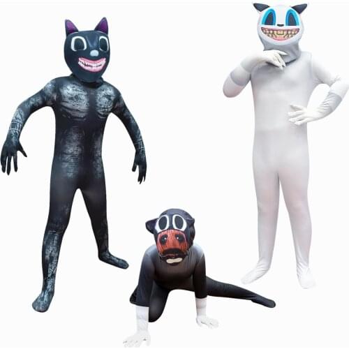 Kids Funny Crazy Chase Game Halloween Costume Anime Black Cat White Cat Cosplay Boys Bodysuit Cartoon Cat Carnival Party Clothes