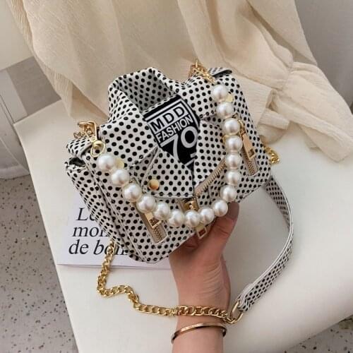 Designer Women Messenger Bags Dot Mini Jacket Bag Lady Shoulder Bag Pearl Handle Chain Crossbody Bags Sac A Main Femme De Marqu