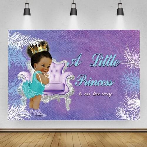 Purple Chair A Little Princess Baby Shower Backdrop Golden Diamond Crown Kids Birthday Party Photocall Banner