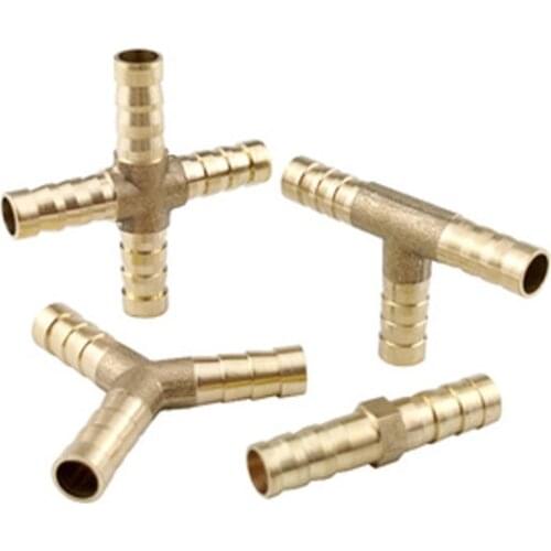 Brass Barb Pipe Fitting 2 3 4 Way Hose Barb 6/8/10/12mm Copper Barbed Connector Joint Coupler Adapter