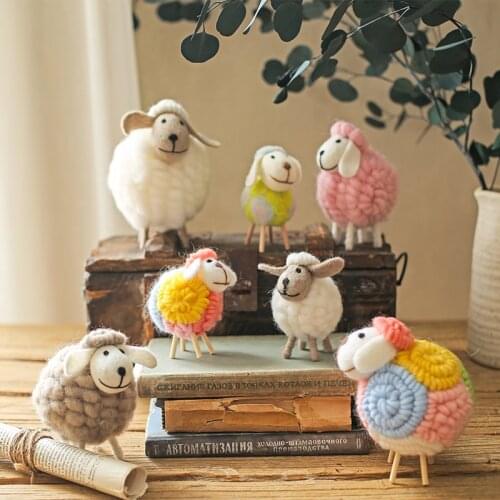 Small Sheep Wool Felt Ins Lamb Plush Decoration Living Room Home Decoration Gift Animal Desktop Decoration
