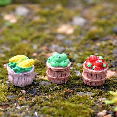 3PCS Miniature Micro Gnome Terrarium Strawberry Corn Fruit DIY Resin Fairy Garden Craft Decoration Christmas Miniatures