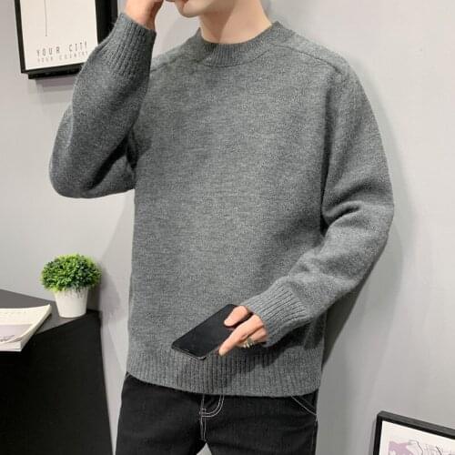 Sweater Mens 2020 New Korean Version of The Trendy Sweater Round Neck Bottoming Shirt Solid Color Winter Sweater Student Shirt