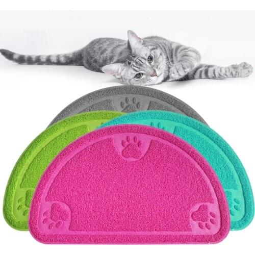Anti-skid Cat Litter Pad Fiber Litter Trapping Multifunctional Waterproof Cushion Semicircle Pet Feeding Mat Dropshipping