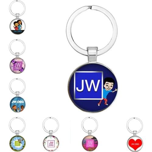 New 25mm Handmade JW.ORG Keychain JehovahS Witnesses JW Glass Photo Cabochon Keychain Bag Keychain Pendant