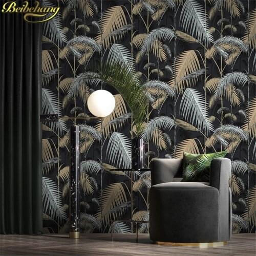 Beibehang wall paper Retro palm tree leaves papel de parede personality Nordic living room TV backgrounds non-woven wallpaper
