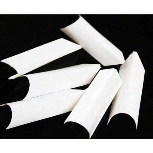 Wholesale Excellent French Nail Tip Artificial Triangle Pattern Acrylic Plastic False Nail White Clear 50packs/lot free shipping