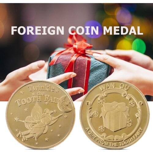 Tooth Fairy Gold Plated Commemorative Coin Creative Kids Tooth Change Gifts Physical Metal Coin Growth Record Commemorative Coin