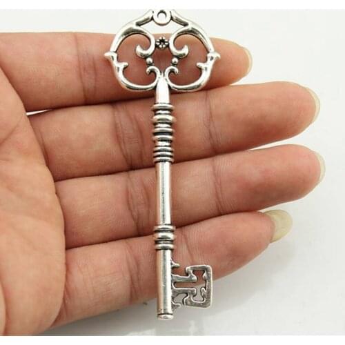 Tristana 4pcs 82x31mm 3 Colors Antique Silver Color Antique Bronze Plated Decorative Key Pendant Big Key Pendants Big Key Charm