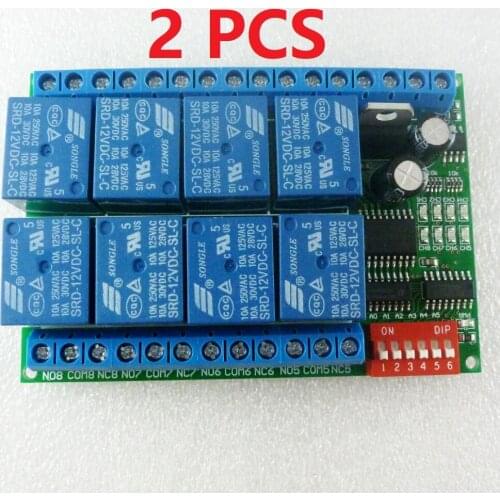 2 PCS 8 Channel DC 12V RS485 Relay Module Modbus RTU 485 Remote Control Switch for PLC PTZ Camera Security Monitoring