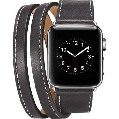 Leather Watch Band Strap for Apple Watch Iwatch Series 5 4 3 2 44mm/ 40mm/ 42mm /38mm Long Loop for Smart Watch Accessory