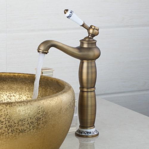 Retro Tall Basin Torneira Best Ceramic Single Handle Bathroom Antique Brass 97157 Deck Mounted Sink Faucets,Mixer Tap