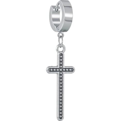 1 Pcs Stainless Steel Ear Studs Earrings Ear Ring Jewelry Decoration Vintage Silvery Tassels Cross Unisex for Women and Men