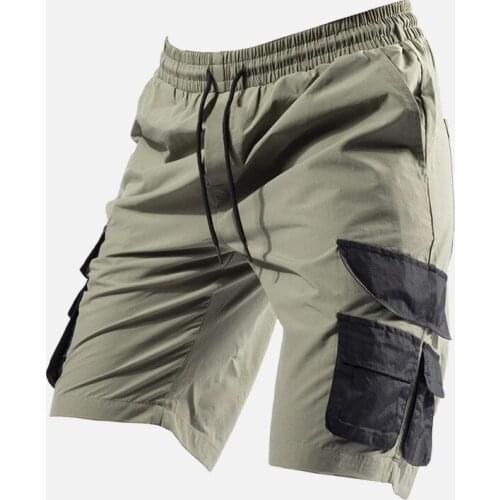 Summer Casual Mens Cargo Shorts Contrast Color Multiple Pockets Pinochetto High Quality Breathable Bermuda Male Boardshorts