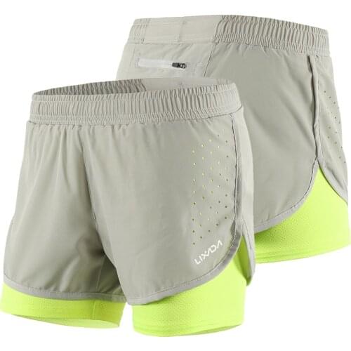 Lixada Women 2-in-1 Running Shorts Quick Drying Breathable Active Training Exercise Jogging Cycling Fitness Shorts gym shorts