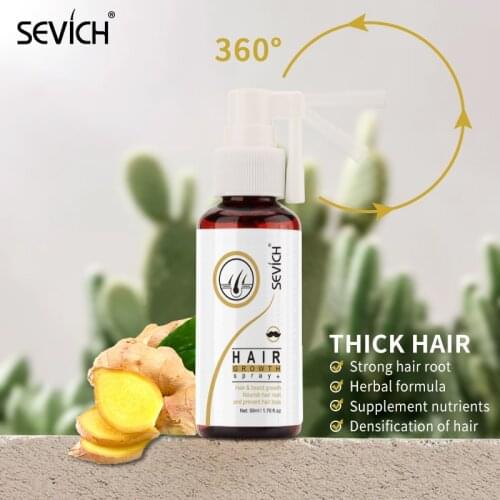 Sevich Anti Hair Loss Hair Growth Spray 50ml Ginger Essential Oil Liquid For Men Women Dry Hair Regeneration Spray