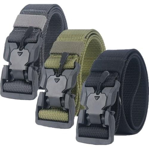 Tactical Belt Quick Release Magnetic Buckle Military Belt Soft Real Nylon Sports Accessories