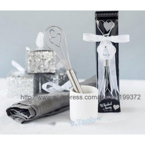 100pcs Wholesale Stainless Steel Heart Shape Hand Whisk Egg Beater for guests wedding favors and gifts