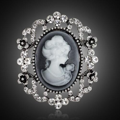 Vintage Style Queen Head Portrait Brooch Pin Cameo Elegant Brooches For Women Bridal Antique Wedding Bouquet Jewelry AF044