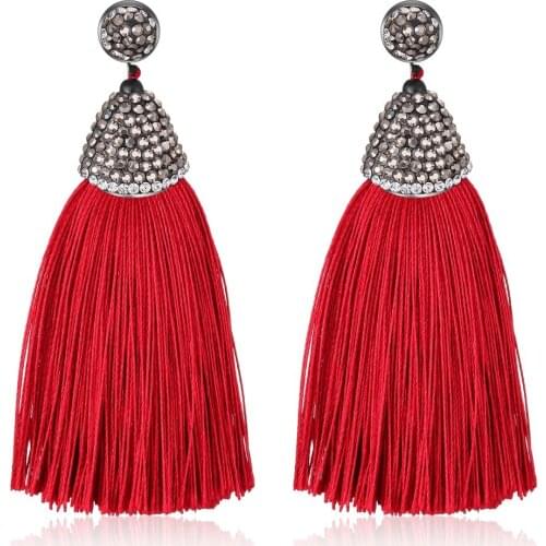 Ambrum Valentines Day Colorful Copper Black Cystal Fashion Earrings,Tassel Stud Earrings Women Bohemian Jewelry Dropshipping