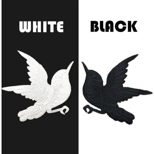 1pairs Black White Bird Embroidery Sew Iron on Patches Badge Clothes Fabric Applique DIY Accessories Stickers for Cloth